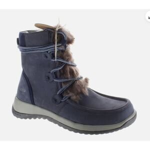 Jambu Denali Waterproof Boots 8 Blue NWT Faux Fur Ankle Booties Snow Winter Lace